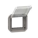PLEXO MOSAIC ADAPTATOR WITH LOCKABLE TRANSPARENT FLAP - MECHANISM