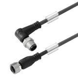 Bus line, Connecting line, M12 / M12, Number of poles: 2, 5 m, pin, angled - bush straight, Shielded: Yes, LED: No, Sheath material: PVC, Halogen: Yes