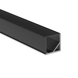 Corner aluminum profile RD2 black, 16x16mm, including black diffuser, 3m