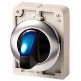 M30I-FWLK-B Illuminated selector switch actuator, RMQ-Titan, with thumb-grip, momentary, 2 positions, Blue, Front ring stainless steel
