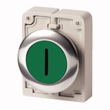 M30C-FDR-G-X1 Pushbutton, RMQ-Titan, Flat, maintained, green, inscribed, Metal bezel