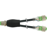 Y-Distributor M12 male/fem. 0° A-cod. LED PUR 3x0.34 bk+drag-ch 1.5m
