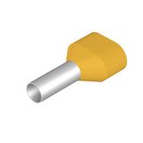 Wire-end ferrule, Twin wire-end ferrule, 20 mm, 12 mm, yellow