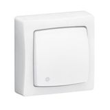 3-in-1 single transformer: switch, reciprocating or illuminated pusher Complete protruding equipment white - automatic terminals