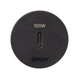 Furniture charger USB-C 100W single, Simon 400 Flash 30, IP20, black, Mount. dimen.: Ø17mm