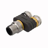 2-Way Splitter Y-Splitter without Cable, M12 × 1 Male Connector — 2 × M12 × 1 Female Connectors   YB2-FSM5-2FKM5.4