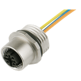 M12 female recept. D-cod. front incl. nut PE wires 4x0.34 0.2m