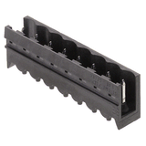 PCB plug-in connector, male header, open side, THT/THR solder connection, 5.00 mm, Number of poles: 4, 180°, Solder pin length (l): 3.2 mm, tinned, black, Tape