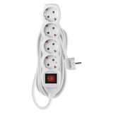 Extension Cord 5 m / 4 sockets / switch / white / PVC / 1.5 mm2