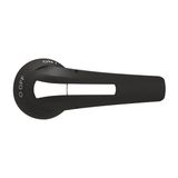 Door-coupling lever handle, padlockable. Black rotating type with screw fixing on door, 143mm/5.6; □14mm/0.6”. IEC IP65