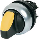 M22-WRLK-Y Illuminated selector switch actuator, RMQ-Titan, With thumb-grip, maintained, 2 positions, yellow, Bezel: titanium