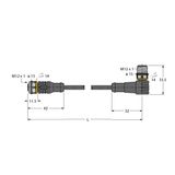 Actuator and Sensor Cable, PVC Extension Cable   RKC4T-1-WSC4T/TEL