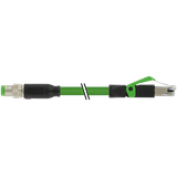 M8 male 0° D-cod. / RJ45 male 0° shielded PUR 1x4xAWG22 gn  0.6m