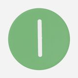 Button plate flat with inscription, green with white " I "