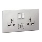 571094 Arteor™ - 2 gang multistandard switched outlets - with USB A+C 27W charger