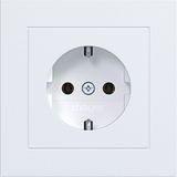 SCHUKO wall socket with cover plate, plug-in type, A.1, matte light white