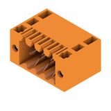 PCB plug-in connector, male header, Flange, THT solder connection, 3.50 mm, Number of poles: 8, 90°, Solder pin length (l): 3.5 mm, Gold-plated, orange, Box