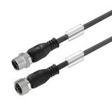 Bus line, Connecting line, M12 / M12, Number of poles: 2, 1 m, pin, straight - socket, straight, Shielded: Yes, LED: No, Sheath material: PVC, Halogen: Yes