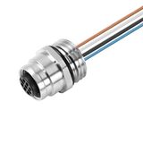 Built-in plugs, M12, Female socket, straight, Mounting thread: M 16 x 1.5, Number of poles: 8, Strand / cable length: 0.5 m, Front mounting