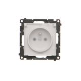 IP44 single socket outlet without frame seal - transparent flap, module, 16A, quick connection, light gray matt