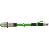 M12 fem. recept. D-cod. rear/RJ45 male 0° shielded PUR 1x4xAWG22 shiel
