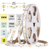 LED strip SMD2835 EWW 128LED/m 11,5W/m DC 24V 1935lm/m CRI90 IP20 10mm 5m