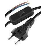 Power Cord PVC 2× 0,75mm2 with switch, 3m, black