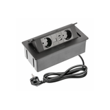 Furniture socket MULTISOFT, 2xSHUKO, USB A+C, RJ45, cable 1.5 m, black