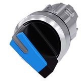 Selector switch, illuminable, 22 mm, round, metal, shiny, blue, selector switch, short, 2 switch  3SU1052-2BC50-0AA0-Z X90