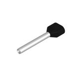 Wire-end ferrule, Twin wire-end ferrule, 21 mm, 18 mm, black