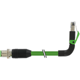 M12 male 0° D-cod. / RJ45 90° up shielded PUR 1x4xAWG22 gn 3m