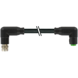 M8 male 90°/M8 female 90° A-cod. snap-in PUR 3x0.25 bk +drag ch. 0.6m
