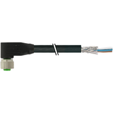 M12 female 90° A-cod. with cable RADOX EM 104 4x0.34 shielded bk 10m