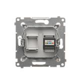 Double angled cover for ICT sockets for "Panduit" with descriptive field, (module), satin, metallized