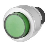 Projecting push-button, illuminated, flush-mount, momentary, green