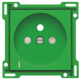 Finishing set with transparent lens for socket outlet with voltage indication, pin earthing and shutters, flush-mounting depth of 28.5mm, green