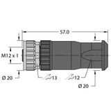 Field-Wireable Connector Female Connector M12 × 1, Straight   FW-ERKPM0516-SA-S-0408