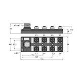 Passive Actuator/Sensor Box, M12 × 1 8-port, with M23 Connector for Supply Cable   TB-8M12-5-CS19T