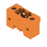 PCB plug-in connector, male header, Flange, THT solder connection, 5.08 mm, Number of poles: 2, 180°, Solder pin length (l): 3.2 mm, tinned, orange, Box
