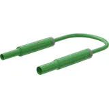 Safety measuring lead with (4 mm lamella plug, straight) to (4 mm socket, straight), 1 m, green, PVC, 1.0 mm², CAT IV, 66.1044-10025