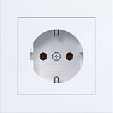 SCHUKO wall socket with cover plate, plug-in type, A.1 light white glossy
