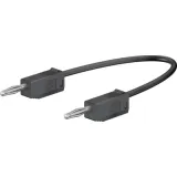 Measuring lead with (2 mm plug, spring-loaded, straight) to (2 mm plug, spring-loaded, straight), 80 mm, black, PVC, 0.5 mm², CAT O, 28.0115-00721