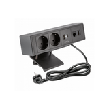 Furniture socket BAR, 2xSHUKO, USB A+C, HDMI, RJ45 cable 1.5 m, black