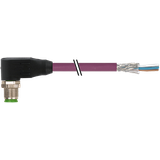 M12 male 90° A-cod. with cable PUR AWG24+22 shielded vt +drag ch. 4m