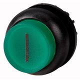 M22S-DLH-G-X1 Illuminated pushbutton actuator, RMQ-Titan, Extended, momentary, green, inscribed, Bezel: black