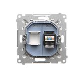Computer socket RJ45 category 5e + telephone socket RJ11, white
