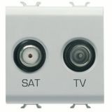 SOCKET-OUTLET TV-SAT - DIRECT - 2 MODULES - SATIN WHITE - CHORUSMART