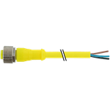 M12 female 0° A-cod. with cable AIDA PUR 5x0.34 ye 0.4m