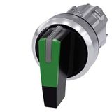 Toggle switch, illuminable, 22 mm, round, metal, high gloss, green