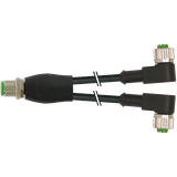 Y-Distributor M12 male / M12 female 90° A-cod. PVC 3x0.34 bk  10m